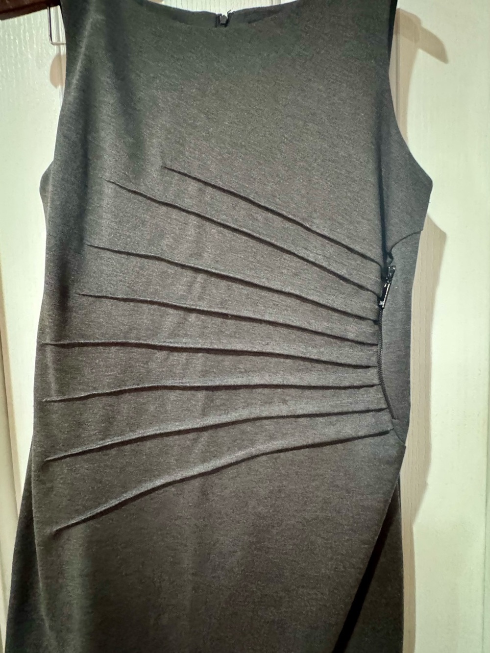 Ivanka Trump Dark Gray Sleeveless Pleated Front Tunic